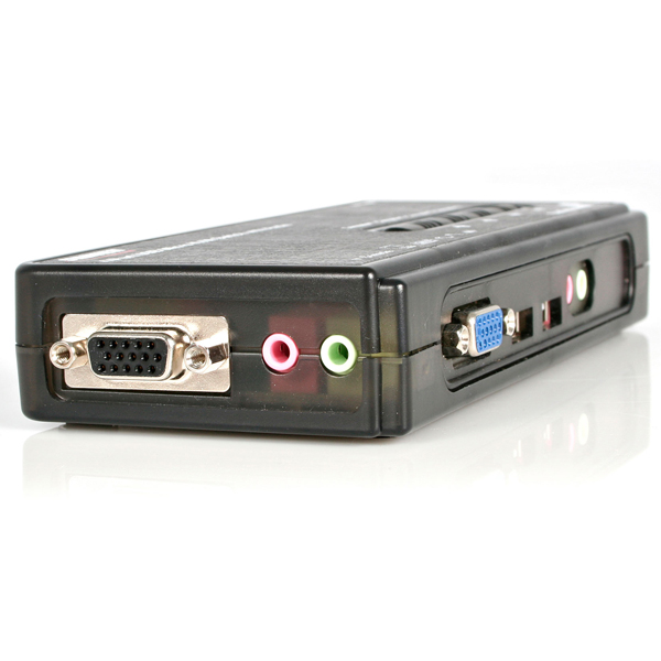 4ポートUSB接続KVMスイッチ(オーディオ対応/ケーブル付属)4台用PCパソコン/CPU切替器(ブラック)解像度2048x1536