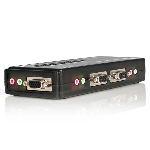 4ポートUSB接続KVMスイッチ(オーディオ対応/ケーブル付属)4台用PCパソコン/CPU切替器(ブラック)解像度2048x1536