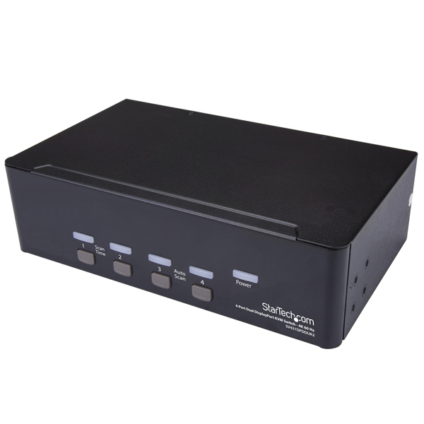 4ポートデュアルDisplayPortKVMスイッチ4K/60HzDisplayPort1.2対応PC/CPU/パソコン切替器パソコン4台の制御に4K/60Hzディスプレイ2台の機能を追加