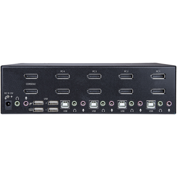 4ポートデュアルDisplayPortKVMスイッチ4K/60HzDisplayPort1.2対応PC/CPU/パソコン切替器パソコン4台の制御に4K/60Hzディスプレイ2台の機能を追加