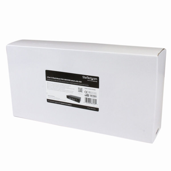 1Uラックマウント対応4ポートシングルVGAディスプレイ対応USB接続KVMスイッチ(PCパソコンCPU切替器)OSD(オンスクリーン・ディスプレイ)機能