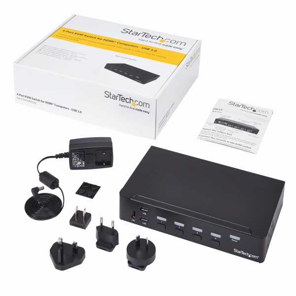4ポートHDMIKVMスイッチ(1080p)HDMI接続CPU・PCパソコン切替器3ポートUSB3.0ハブ