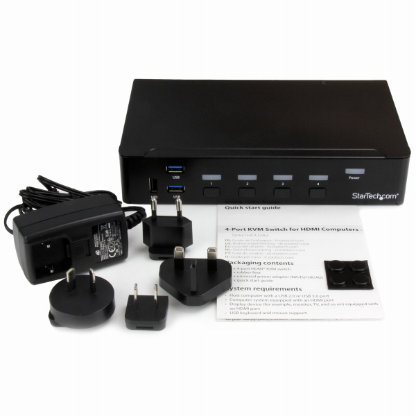 4ポートHDMIKVMスイッチ(1080p)HDMI接続CPU・PCパソコン切替器3ポートUSB3.0ハブ