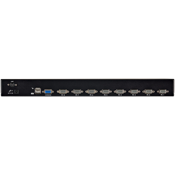 1Uラックマウント対応型8ポートシングルVGAディスプレイ対応USB接続KVMスイッチ/PCパソコンCPU切替器(OSD機能/USBVGAKVMケーブル付)