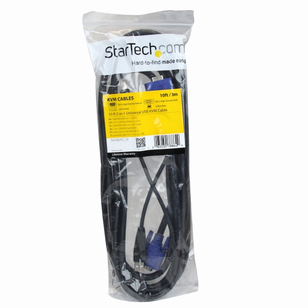 3mパソコン自動切替器専用KVMケーブル2in1USB/VGAKVMケーブルブラックUSBA/D-Sub15ピンオス-USBB/D-Sub15ピンメス