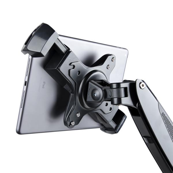 タブレットホルダー/VESA取付け/7.9~12.5インチ/耐荷重2kg/クリップ式/盗難防止機構/鍵付き/ブラック/iPadマウントブラケット