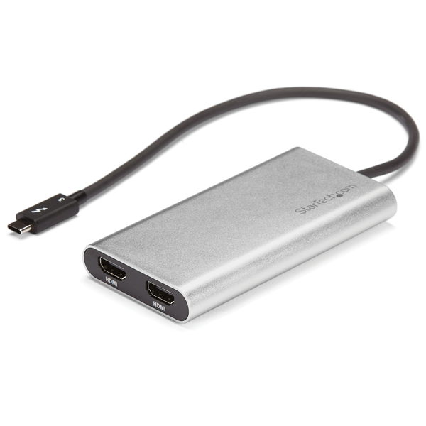 Thunderbolt3-2ポートHDMI変換アダプタ4K/60Hz対応MacとWindowsに対応サンダーボルト3(USBType-C)/オス-2xHDMI/メス
