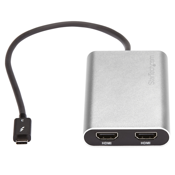 Thunderbolt3-2ポートHDMI変換アダプタ4K/60Hz対応MacとWindowsに対応サンダーボルト3(USBType-C)/オス-2xHDMI/メス