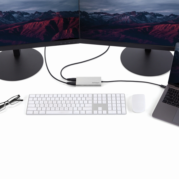 Thunderbolt3-2ポートHDMI変換アダプタ4K/60Hz対応MacとWindowsに対応サンダーボルト3(USBType-C)/オス-2xHDMI/メス