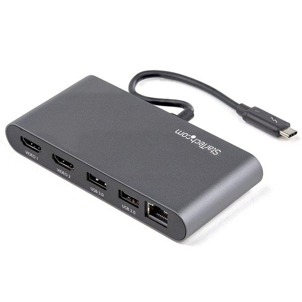 Thunderbolt3ハブサンダーボルト3ミニドックデュアル4K/60HzHDMI/2ポートUSB-Aハブ(3.2/2.0)/ギガビット有線LANポート