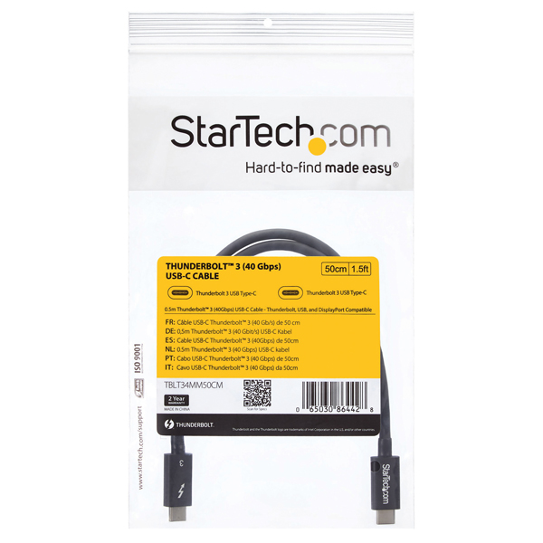 0.5mThunderbolt3(40Gbps)USB-Cケーブルサンダーボルト/USBに対応