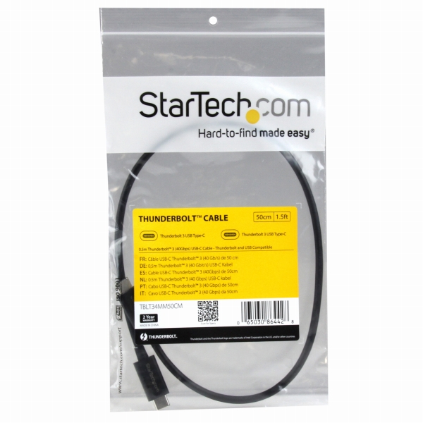 0.5mThunderbolt3(40Gbps)USB-Cケーブルサンダーボルト/USBに対応