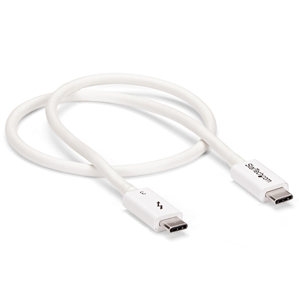 Thunderbolt3ケーブル(40Gbps)0.5mホワイトUSBType-C/DisplayPort互換4K/60Hz