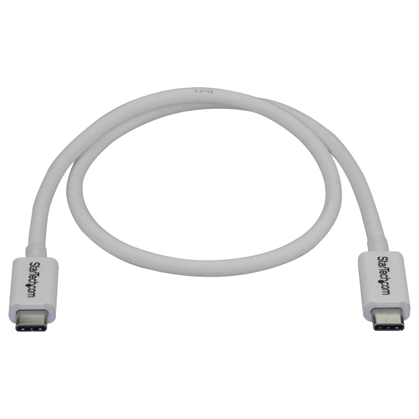 Thunderbolt3ケーブル(40Gbps)0.5mホワイトUSBType-C/DisplayPort互換4K/60Hz