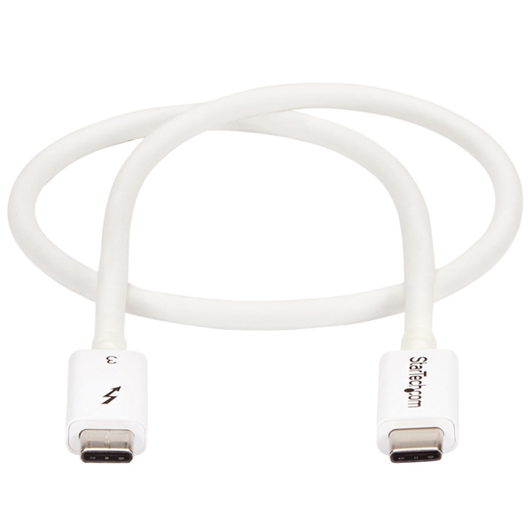 Thunderbolt3ケーブル(40Gbps)0.5mホワイトUSBType-C/DisplayPort互換4K/60Hz