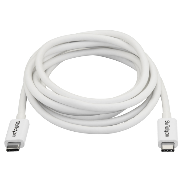 Thunderbolt3ケーブル(20Gbps)2mホワイトUSBType-C/DisplayPort互換4K/60Hz