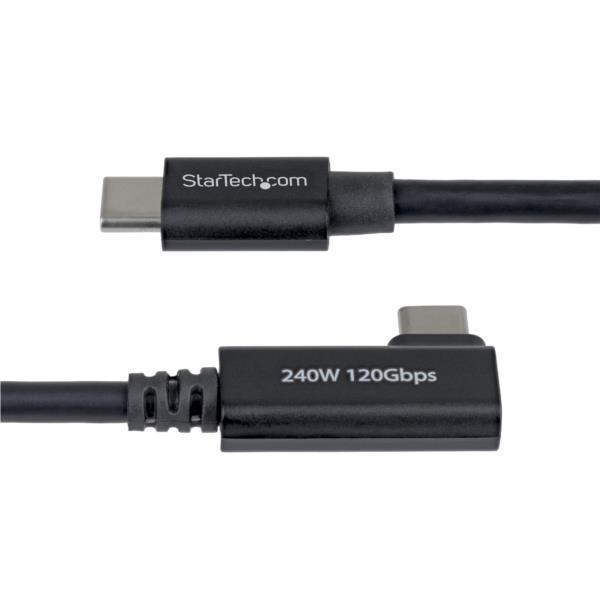 Thunderbolt 5ケーブル/L型右向き/80cm/8K60Hz/240W PD/認証品/USB-C互換/ホワイト