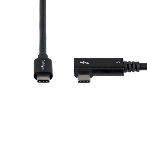 Thunderbolt 5ケーブル/L型右向き/80cm/8K60Hz/240W PD/認証品/USB-C互換/ホワイト