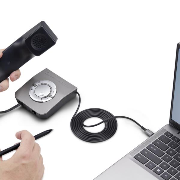 USB-C - RJ9変換アダプターケーブル/1.8m/オフィス電話受話機・ヘッドセット接続用/ノートPC対応