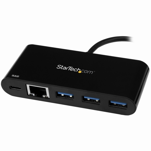 USB-C接続ギガビット有線LANアダプタ3ポートUSB3.0ハブ搭載USB給電(PD)対応USBType-C(オス)-GbE(メス)+3xUSBType-A(メス)