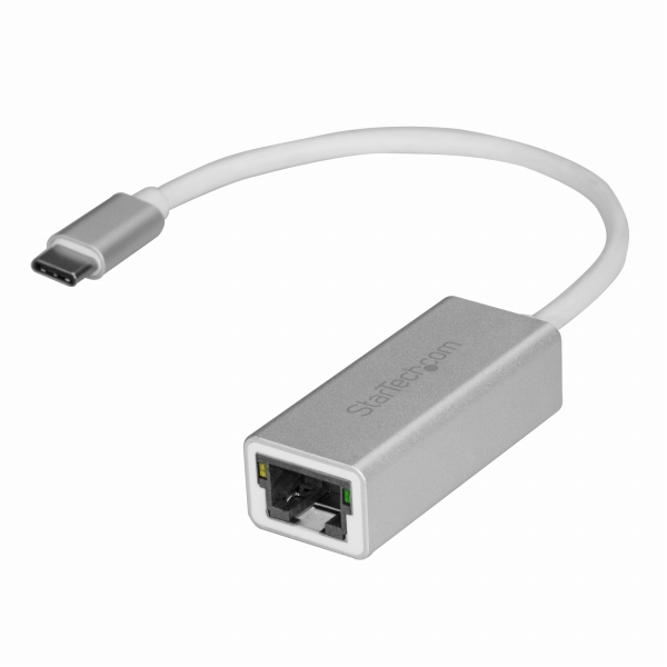 USB-C接続ギガビット有線LAN変換アダプタシルバーUSB3.1Type-C(オス)-RJ45(メス)USB3.1Gen1(5Gbps)