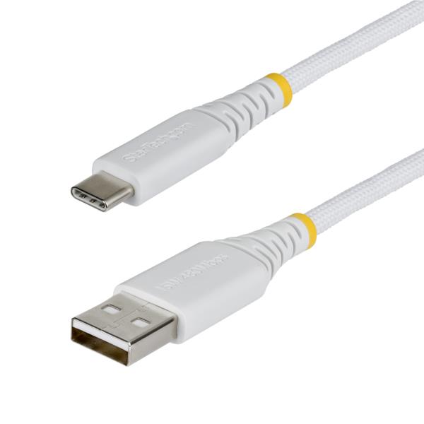 USB-A - USB-Cケーブル/2m/15W 3A/ナイロン編組+TPE 2層構造/ホワイト/充電 データ転送