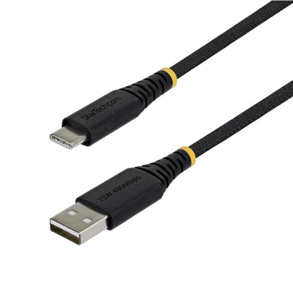 USB-A - USB-Cケーブル/3m/15W 3A/ナイロン編組+TPE 2層構造/ブラック/充電 データ転送