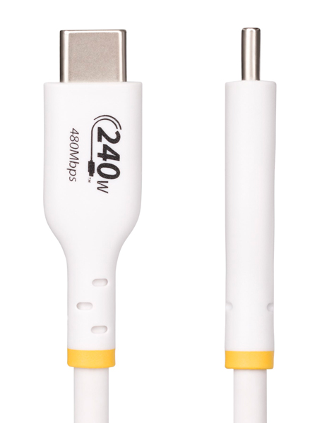 USB-C充電ケーブル/2m/USB 2.0/240W/PD 3.1 EPR/USB-IF/ホワイト/急速 高速充電