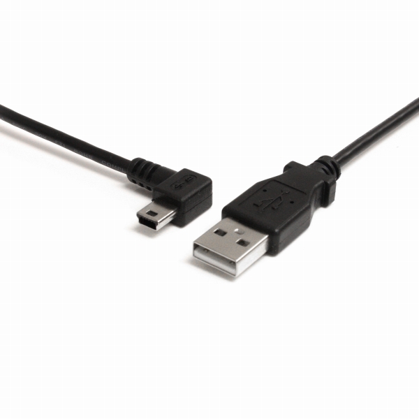 1.8mミニUSB変換ケーブルminiUSB左向きL型ケーブルUSBA端子オス-USBmini-B端子オス
