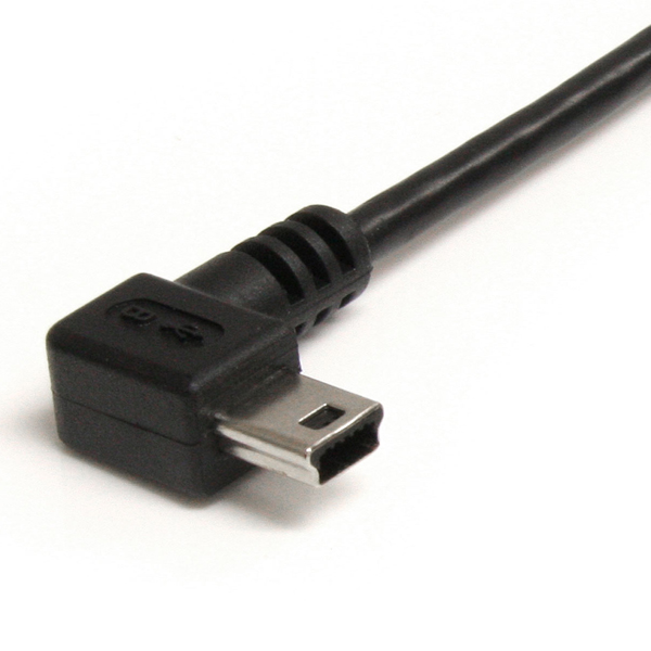 1.8mミニUSB変換ケーブルminiUSB右向きL型ケーブルUSBA端子オス-USBmini-B端子オス