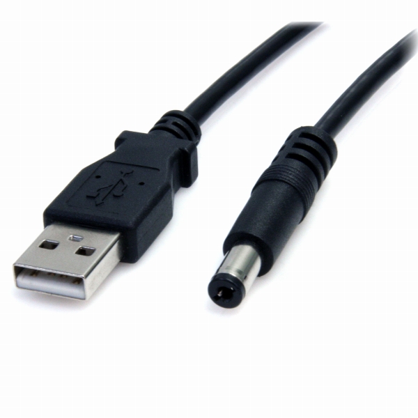 USB-5VDC電源供給ケーブル2mDCプラグ(外形5.5m/内径2.1mm)