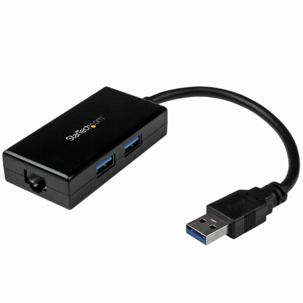 USB3.0-ギガビットイーサネット有線LANアダプタUSBハブ(2ポート)内蔵10/100/1000Mbps対応NICネイティブドライバ対応(Windows、Mac、ChromeOS)