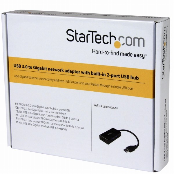 USB3.0-ギガビットイーサネット有線LANアダプタUSBハブ(2ポート)内蔵10/100/1000Mbps対応NICネイティブドライバ対応(Windows、Mac、ChromeOS)