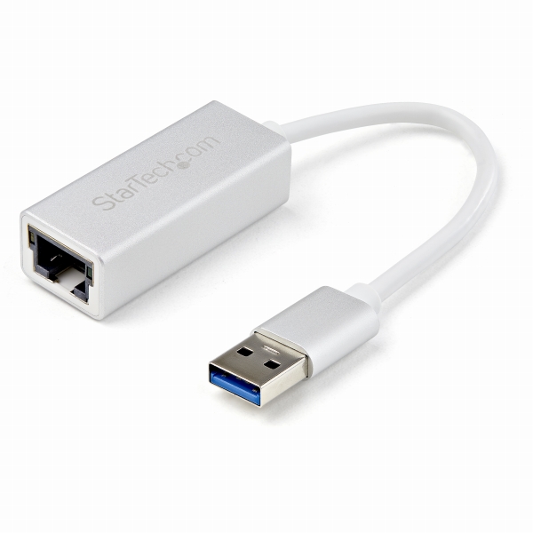 USB3.0-ギガビットイーサネット有線LANアダプタ(シルバー)USB3.0A(オス)-RJ45(メス)10/100/1000MbpsNICネットワークアダプタ