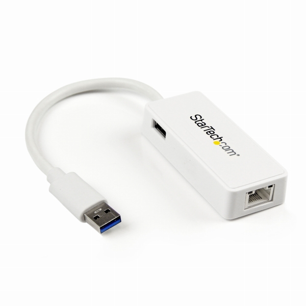 USB3.0-ギガビットイーサネット有線式LANアダプタ(USBポートx1付き)ホワイト10/100/1000MbpsNICネットワークアダプタUSB3.0(オス)-RJ45(メス)