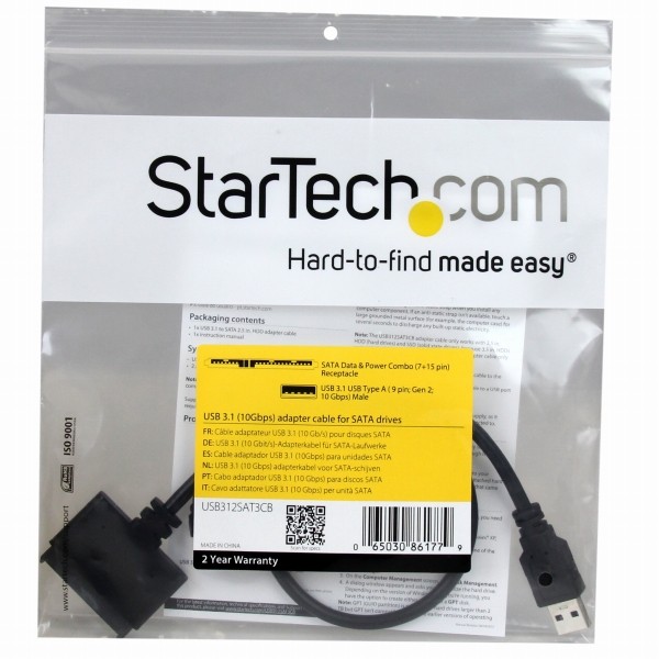 2.5インチSATA-USB3.1アダプタケーブルUSB3.1Gen2(10Gbps)2.5インチSATASSD/HDD対応USBバスパワー対応