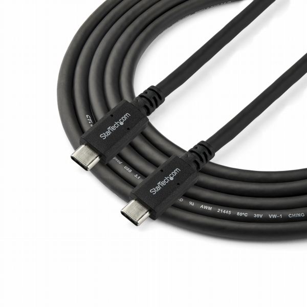 USB3.0Type-Cケーブル1.8m給電充電対応(最大5A)USB-C/オス-USB-C/オスUSB3.0(5Gbps)USB-IF認証