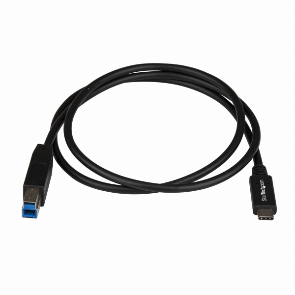 USB3.1ケーブル1mブラックタイプBオス(9ピン)-Type-C/USB-Cオス(24ピン)リバーシブルデザインUSB3.1Gen2(10Gbps)規格対応