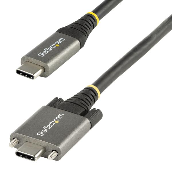 50cmサイドロック付きUSB-Cケーブル10Gbps/USB3.1TypeCケーブル/100W(5A)PowerDelivery&DPAltモード/デュアルスクリューロック/USB-Cコード/充電・同期