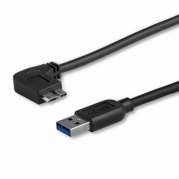MicroUSB3.0片側L型スリムケーブルオス/オスL型左向きマイクロUSB2mUSB3.0A-USB3.0Micro-B