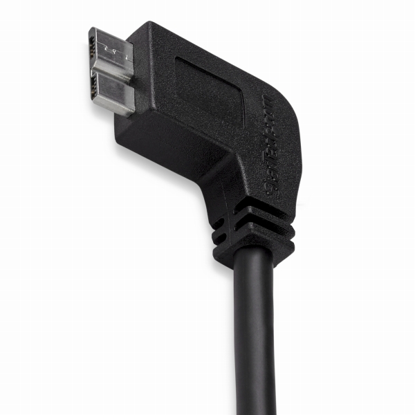 MicroUSB3.0片側L型スリムケーブルオス/オスL型左向きマイクロUSB2mUSB3.0A-USB3.0Micro-B