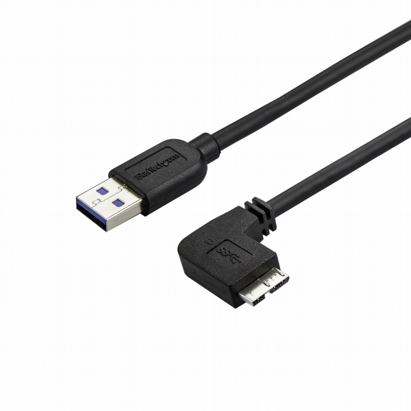 MicroUSB3.0片側L型スリムケーブルオス/オスL型右向きマイクロUSB2mUSB3.0A-USB3.0Micro-B