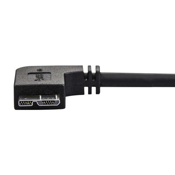 MicroUSB3.0スリムケーブル0.5mL型右向きマイクロUSBケーブルUSB3.0(オス)-MicroB(オス)USB3.1Gen15Gbps