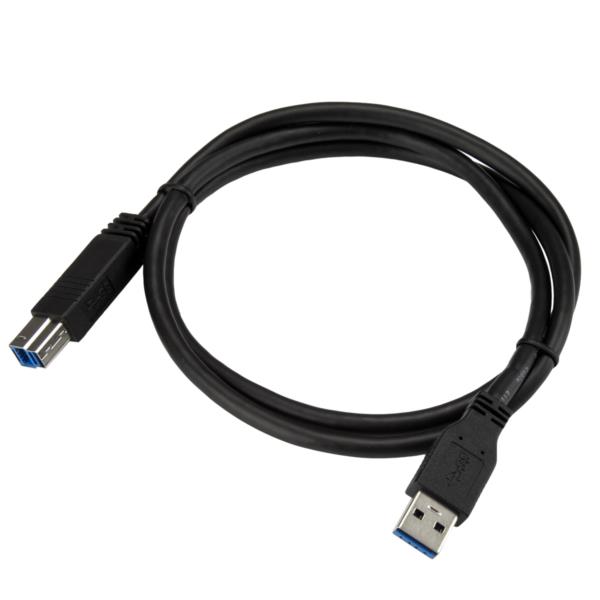 USBケーブル/USB3.0(5Gbps)/1m/Type-A-Type-B/オス-オス/USBIF認証/SuperSpeedUSB3.2Gen1規格準拠/ブラック/USBタイプB変換コードアダプターケーブル