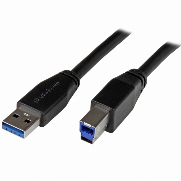 USB3.0アクティブリピーターケーブルUSBA(オス)-USBB(オス)5mUSB3.1Gen1(5Gbps)