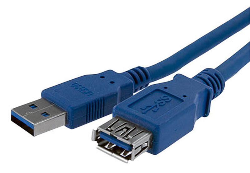 USB 3.0 延長ケーブル/1m/ブルー/Type-A to Type-A/オス-メス/データ転送・同期用