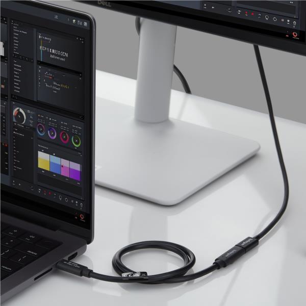 USB4延長ケーブル/60cm/オス-メス/240W PD/EPR/8K 60Hz/DP 2.1/TB4互換 ブラック