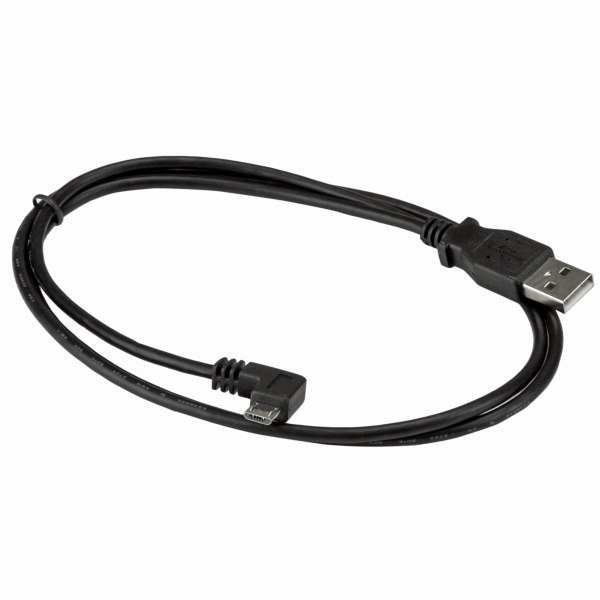 充電&同期用MicroUSBL型左向きケーブル1mUSBAオス-USBマイクロオス24/30AWG