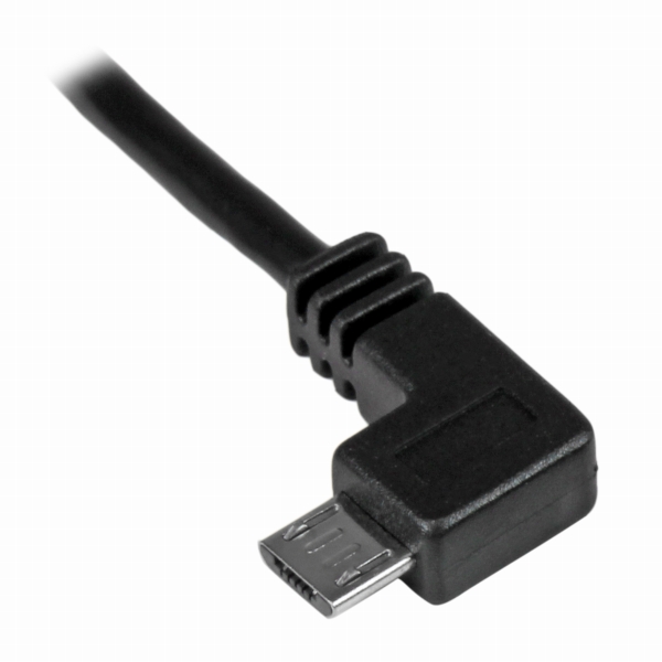 充電&同期用MicroUSBケーブル2mL型左向きUSBAオス-USBマイクロオス24AWG