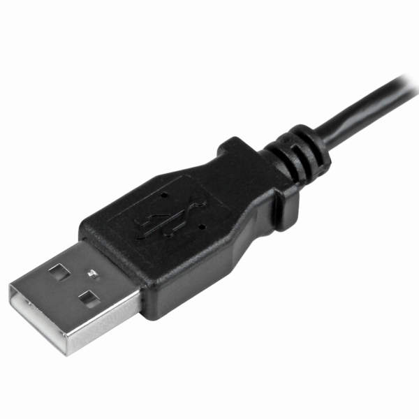 充電&同期用MicroUSBケーブル2mL型左向きUSBAオス-USBマイクロオス24AWG